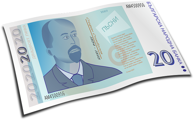fiktivní modrá bankovka, ilustrace